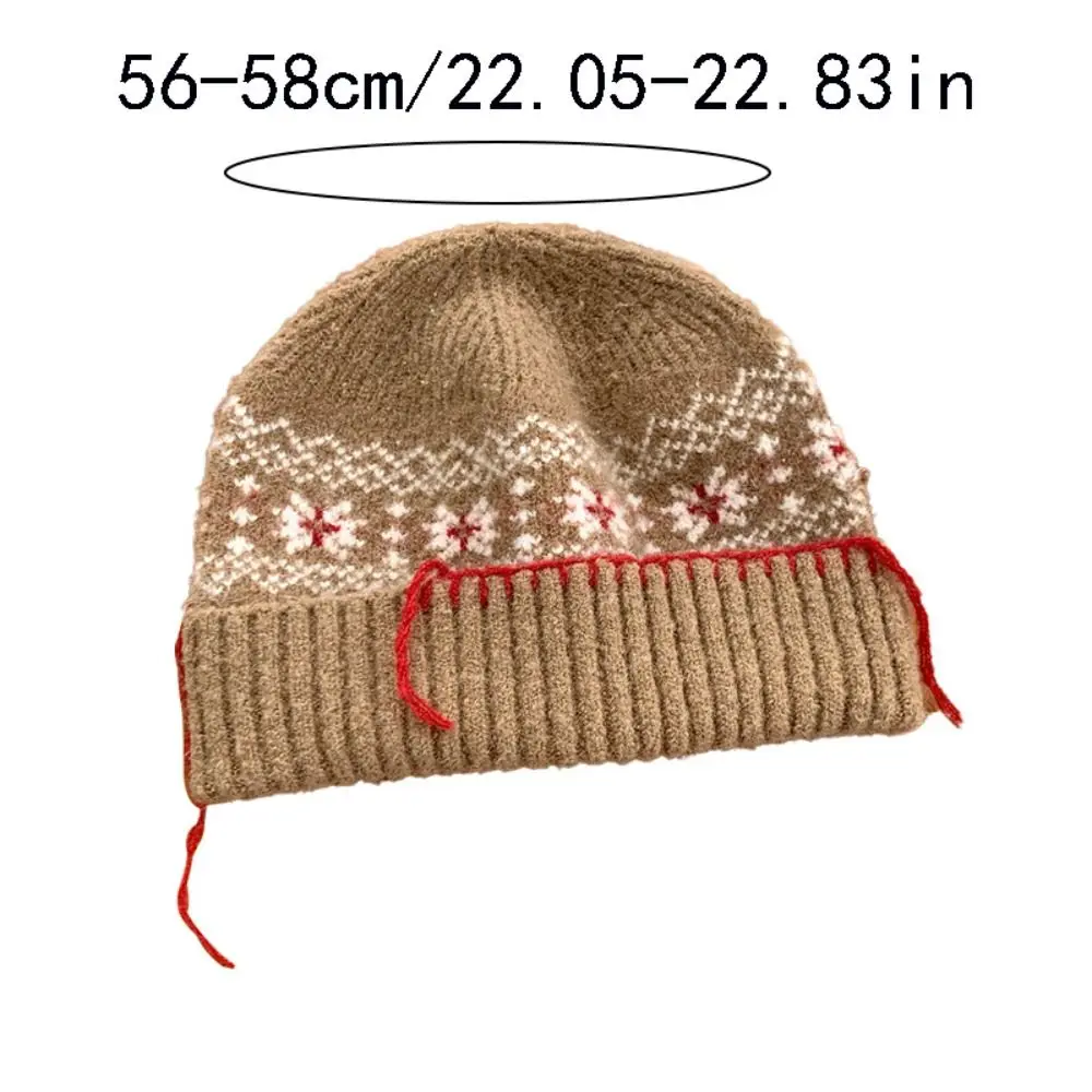 Lässige Wollstrickpullover-Mütze, hält warm, kältebeständig, Jacquard-Wollmütze, Polyester, einfarbig, Mütze für Mädchen