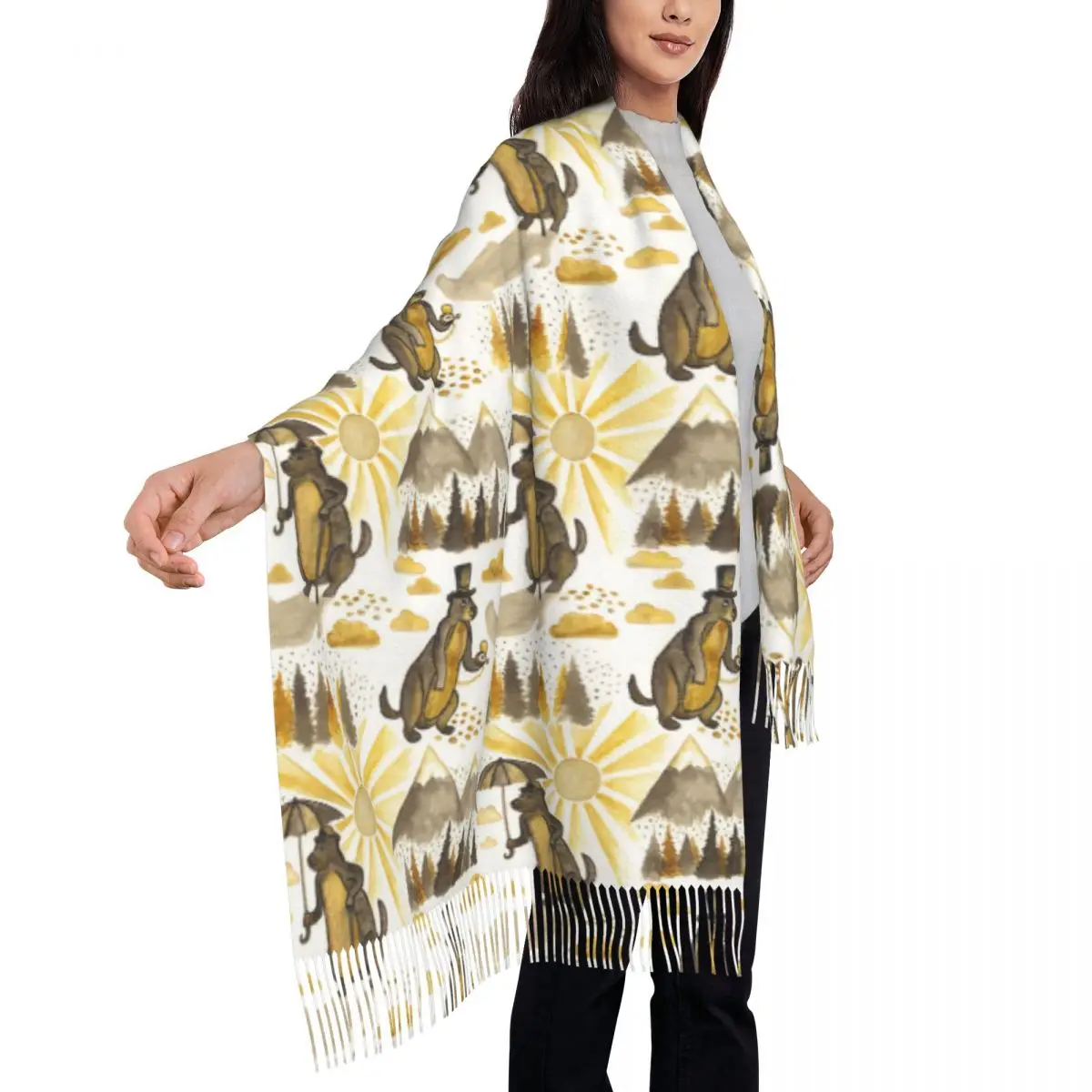 Marmots Sepia Happy Groundhog Day Shawls Wraps for Evening Dresses Womens Shawls Wraps Dressy Shawls and Wraps for Evening Wear