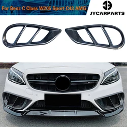 Front Bumper Air Vent Cover Mesh Grill Frame for Mercedes-Benz C Class W205 C43 AMG C180 C200 Sport 2015 - 2019 Carbon Fiber