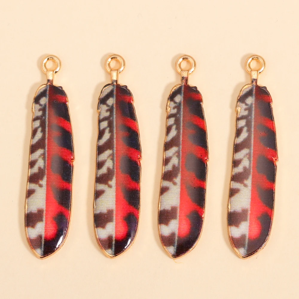 10Pcs New Enamel Alloy Charm Bohemian Ethnic Style Colorful Feather Pendant For DIY Jewelry Making Findings Crafting Accessory image 4