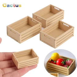 Muebles en miniatura para casa de muñecas, caja de almacenamiento de alimentos y verduras de madera para cocina, accesorios de cesta, juguetes decorativos para casa de muñecas, 3/1 piezas, 1:12