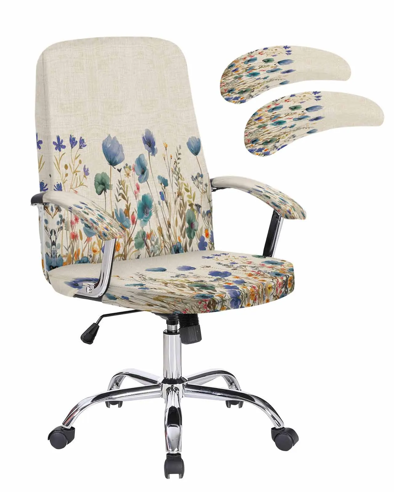 Watercolor Flowers Chrysanthemum Elastic Office Chair Cover Gaming Computer Chair Armchair Protector Seat Covers