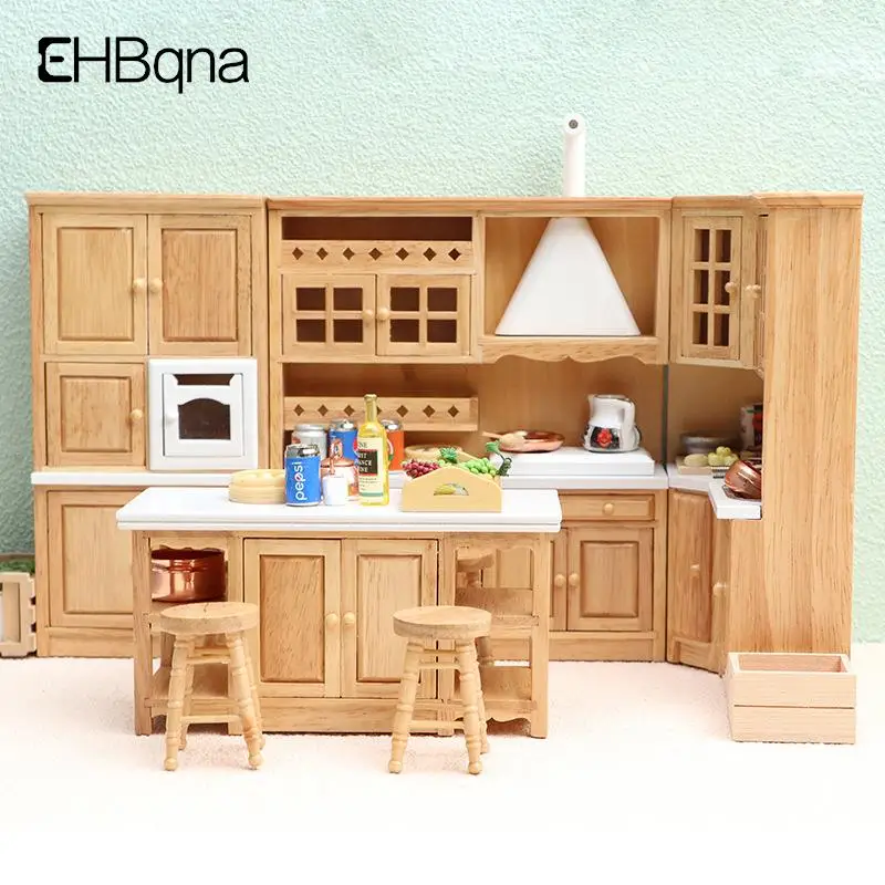 

1/6 Doll House Model Furniture Accessories Integrated Kitchen Cabinets Stove Cupboard Bjd Ob11 Gsc Blyth Soldier Lol Miniatures