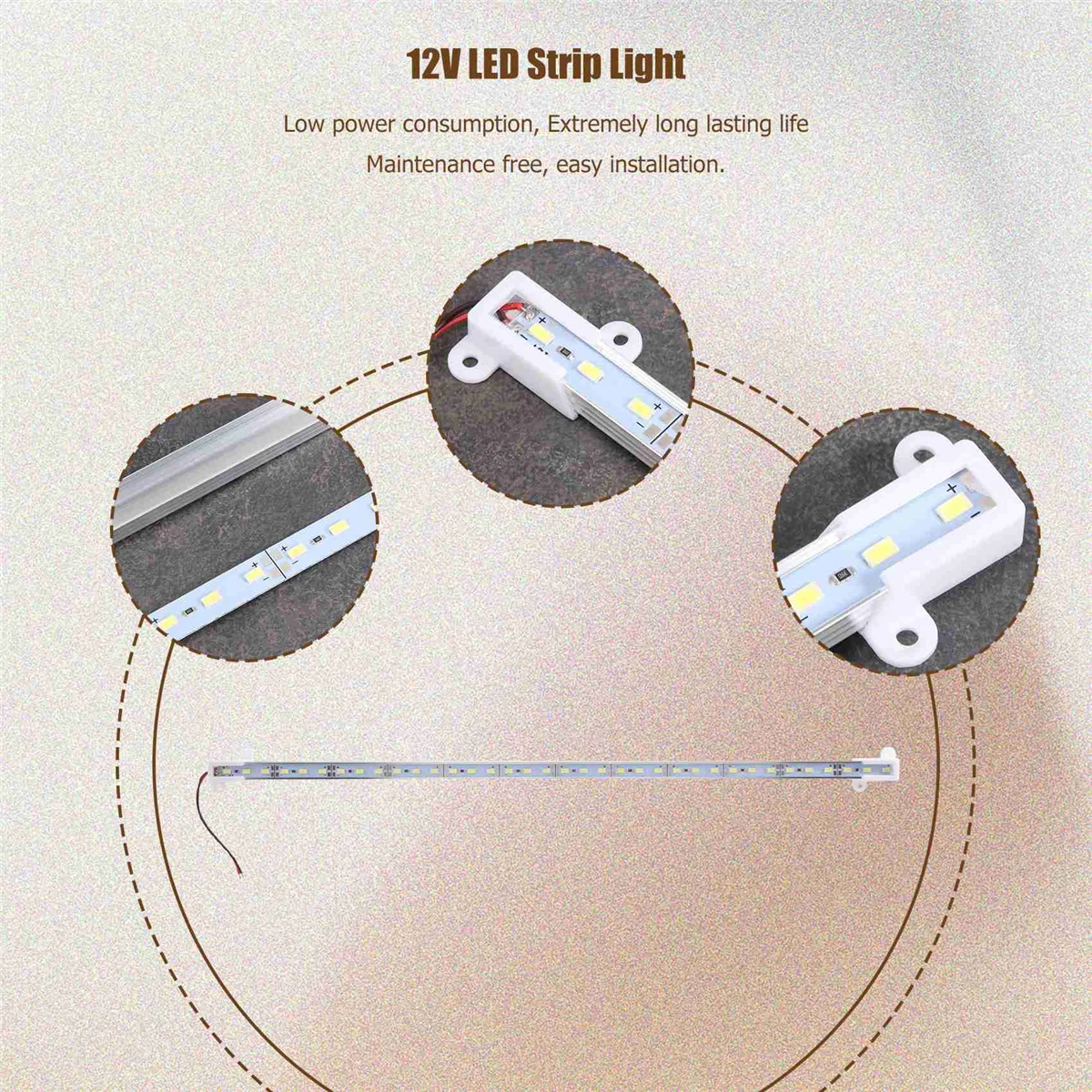 50CM 12V 36 LED 5050 SMD Hard Strip Bar Light Aluminum Rigid White