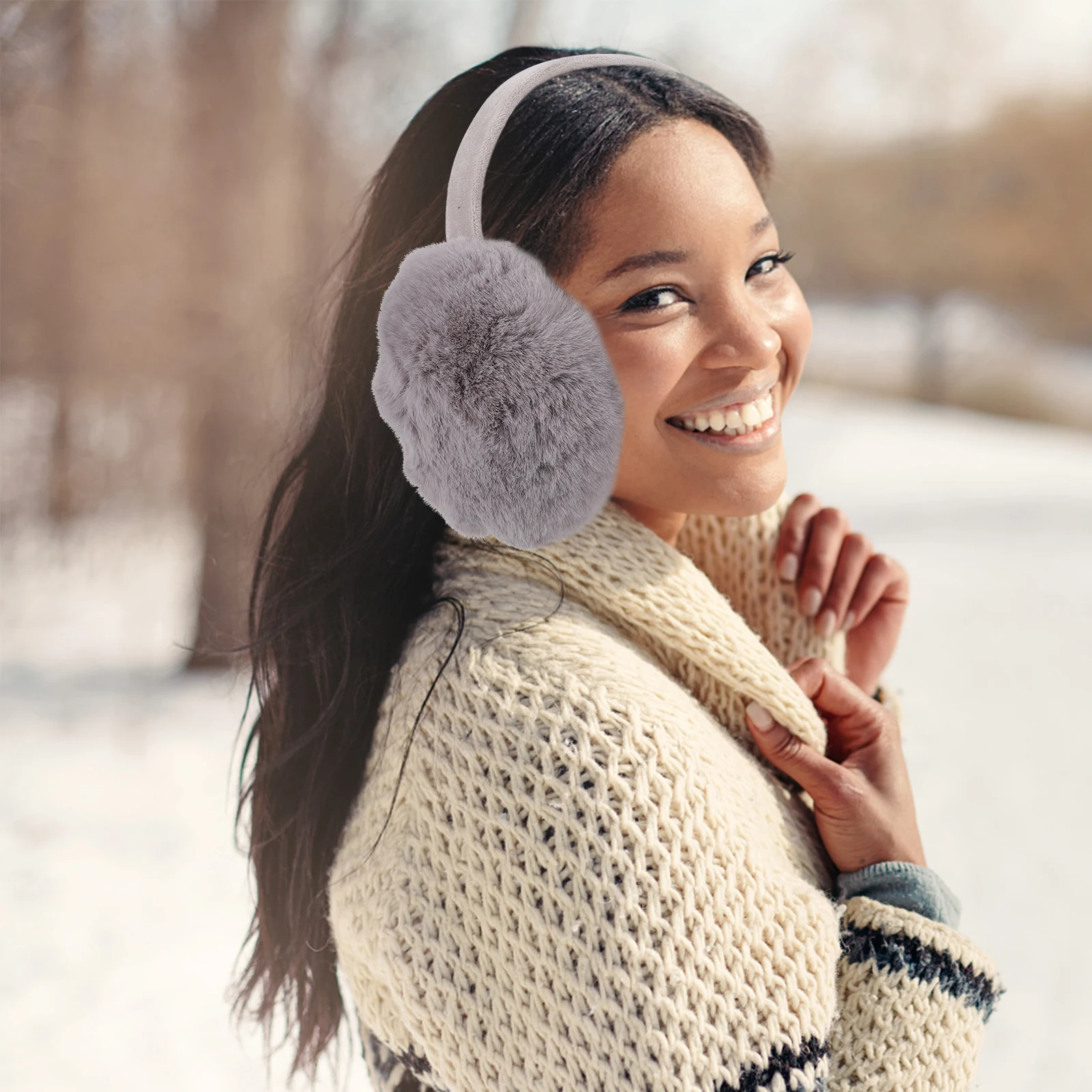 

Winter Earmuffs Ear Warmers Women Grey Headb Covers Cold Child Lightweight Durable Practical Christmas New