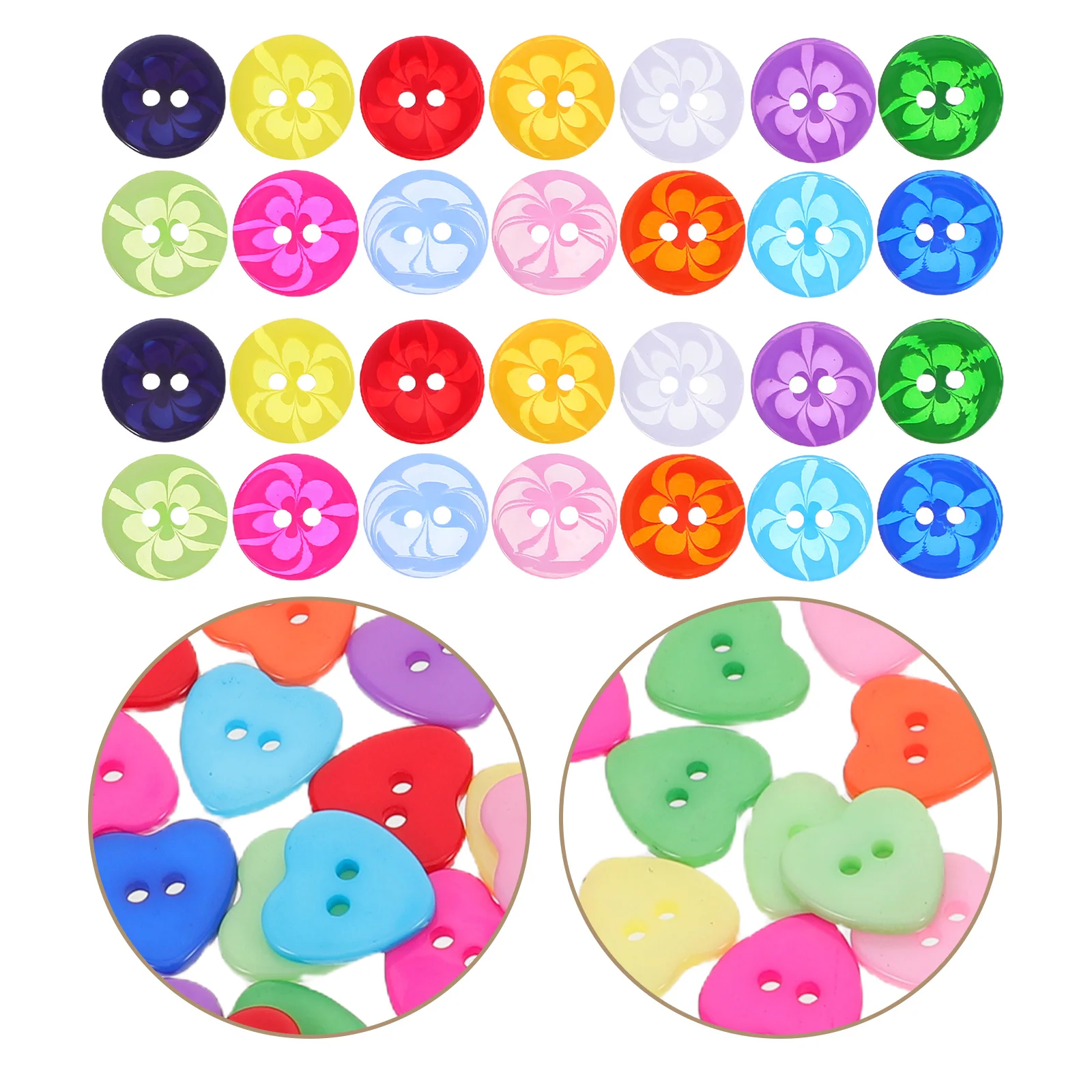 

300Pcs Heart Resin Buttons 2-Hole Assorted Color Decorative Fasteners for Sewing Crafts Sweaters Cardigans Heart Buttons Bulk