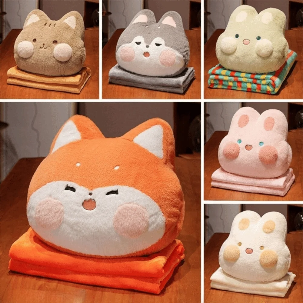 

2-IN-1 Throw Pillow Blanket Hand Insertion Type Soft Comfortable Nap Pillow Thickened Cartoon Animal Pillow Office Workers Gift
