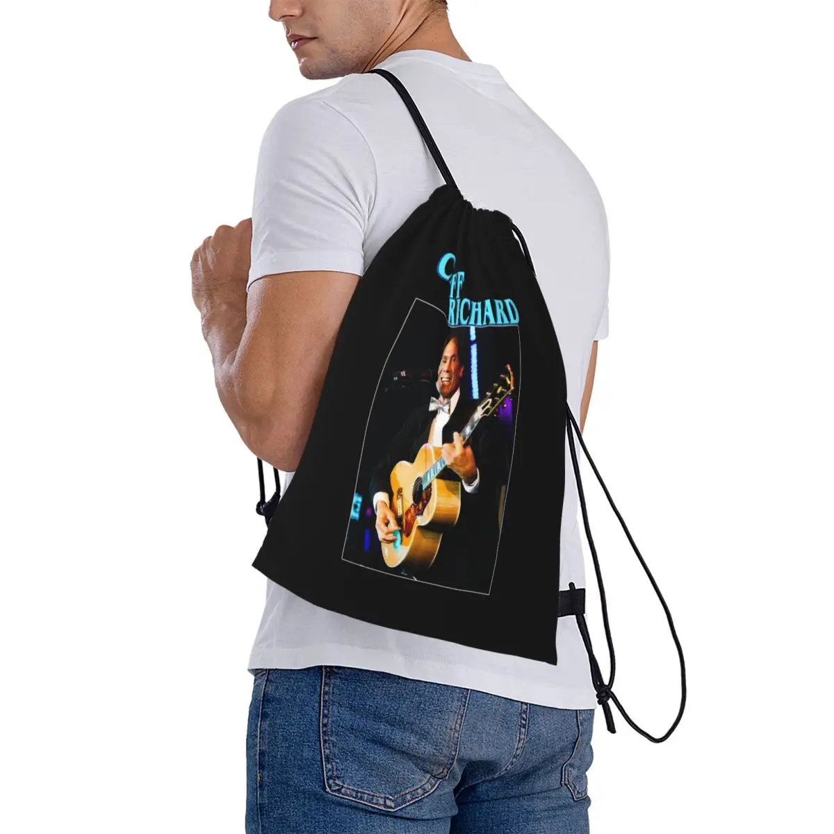 Cliff Richard Retro Vintage Backpacks Multi-function Drawstring Bundle Pocket Shoes Bag Book Bags for Travel School
