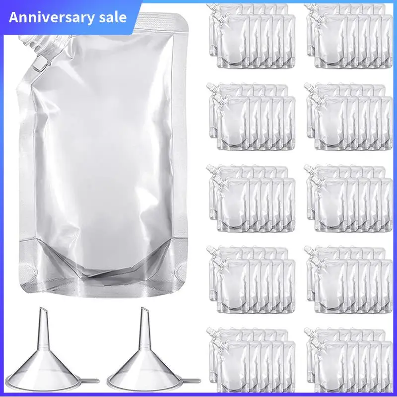 

LUCK-100Pcs Portable Transparent Plastic Spout Pouch Plastic Pouch For Liquid Drink Pouch Sealed Packaging Bag