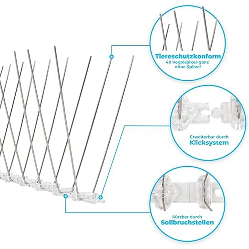 12-Piece Anti-Bird Fence Bird Nail Set Kit Bird Repellent Spikes Spikes To Prevent Climbing Balcony Bird Repellent