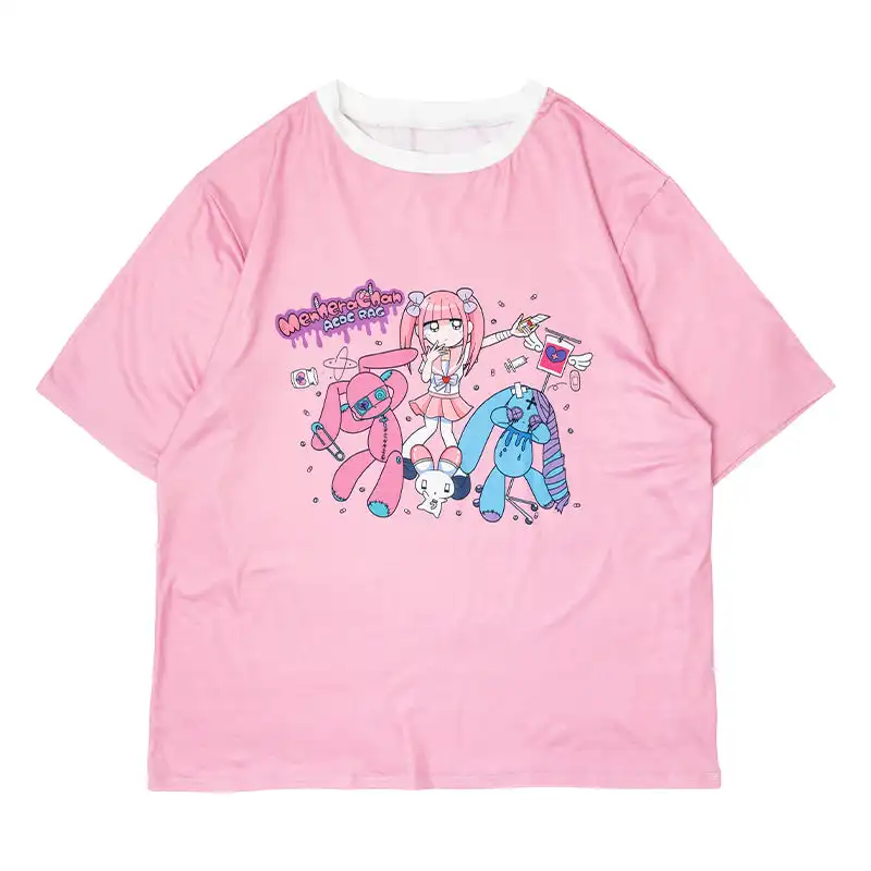 New Fashionable Girl Trendy Harajuku Style T-shirt Family Match Loose Large Breathable Short Sleeve Kids Role Playing Clothing
