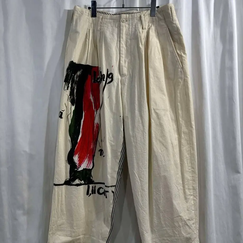 TOP-YAMAMOTO ® Printed Reproduction Pure Cotton Casual Pants - Loose Fit Men's and Women's Pants - Japanese Dark Style