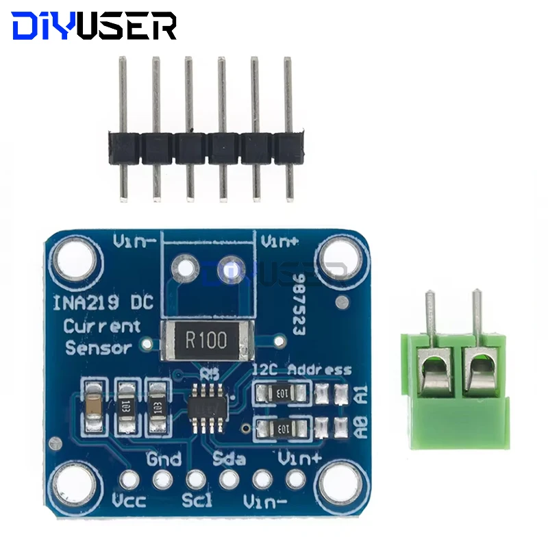 INA219 Bi-directional DC Current Power Supply Sensor SOT23 Breakout Module DIY 3V-5V IIC I2C Power Monitoring Sensor Module