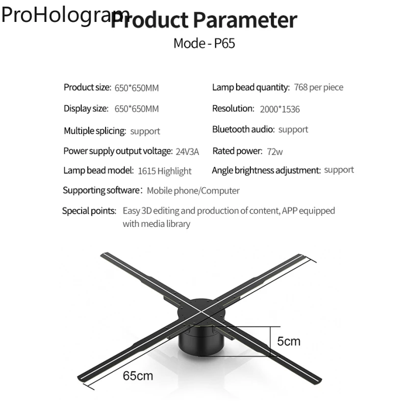 Imagem -05 - Projetor do Ventilador do Holograma 3d Sinal Conduzido Wifi Jogador Holográfico Imagem do Apoio Vídeo Loja Barra Partido Luz de Exposição Anunciando P65