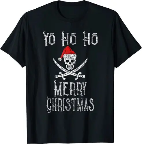 Holiday Pirate Yo Ho Ho Merry Christmas Santa Hat Boating T-Shirt