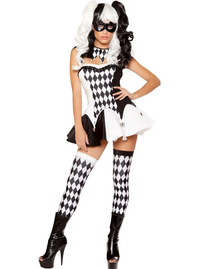 

SXL Queen Clown Dr for loween Women's Costume Gothic Horror eup Par Outfit Stage Performance Traditional C...