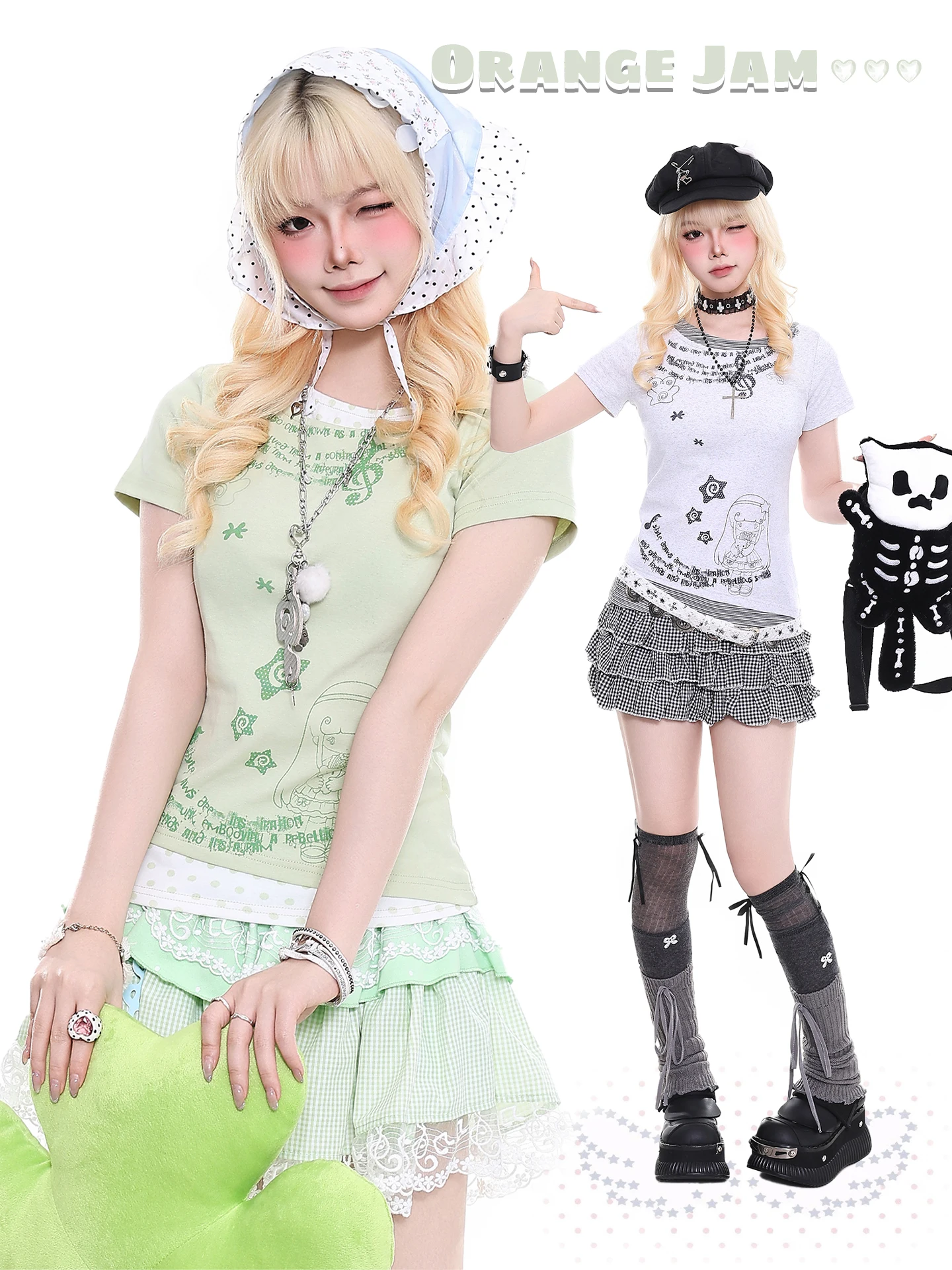 

Милая оранжевая футболка-желе для женщин, летняя новинка, топ с вставками в горошек, короткий рукав, модный повседневный дышащий топ для девушек.