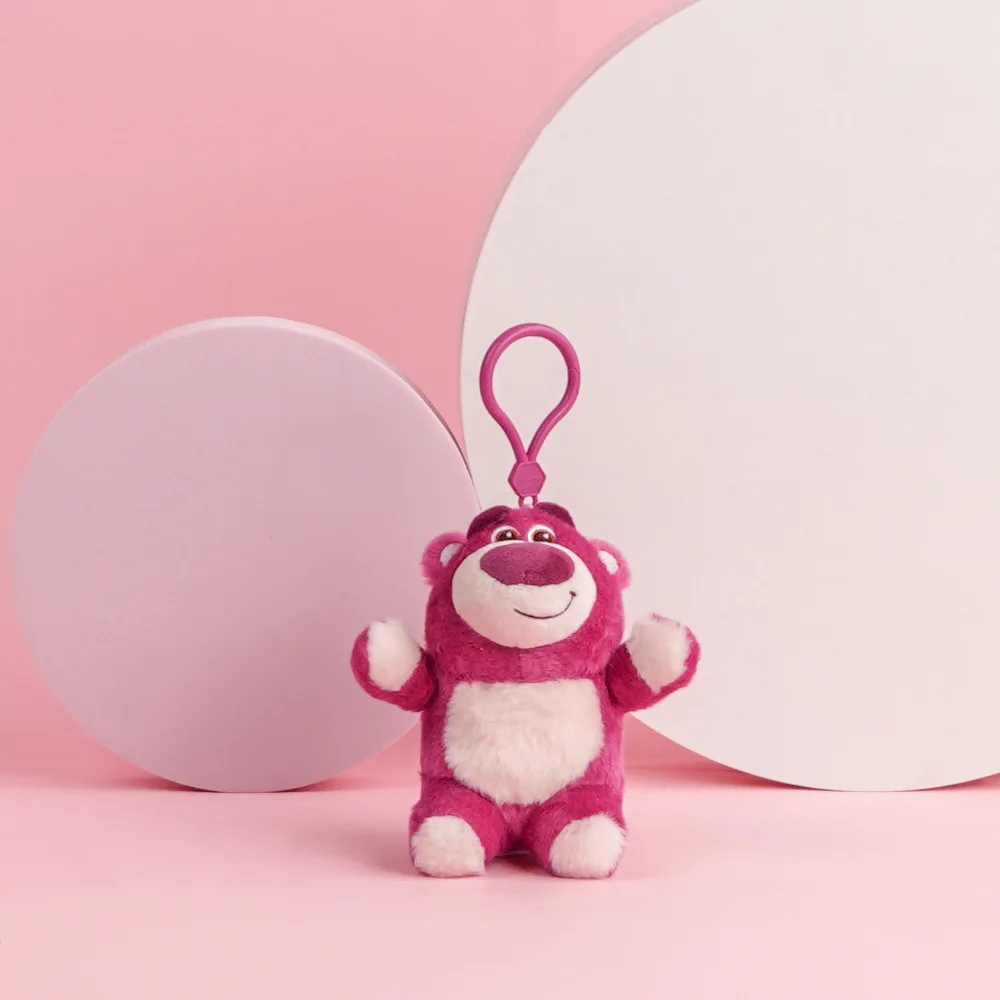 Miniso حقيقية ديزني الفراولة الدب سعيد قلادة أفخم ظهره المفاتيح لطيف حقيبة مدرسية صغيرة معلقة حلية أفخم قلادة