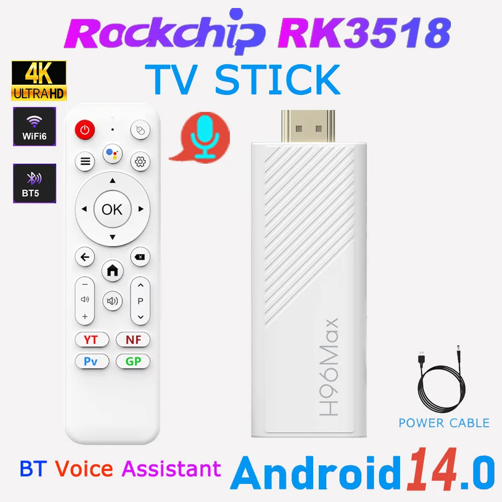 H96 H96 Max  Android14.0 TV Stick RK3518 Quad Core 4K HDR Wifi6 BT5.4 BT Voice Assistant Remote Game Media Player Smart TV Box - Aliexpress Deal