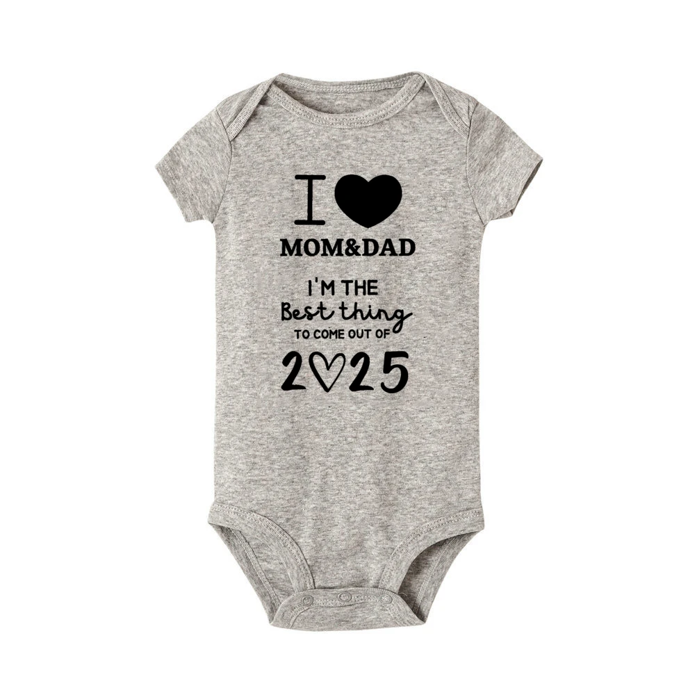 I Love Mom&dad 2025 Print Baby Romper Casual Short Sleeve Infant Bodysuit Round Neck Newborn Jumpsuit Baby Birth Gift Clothes