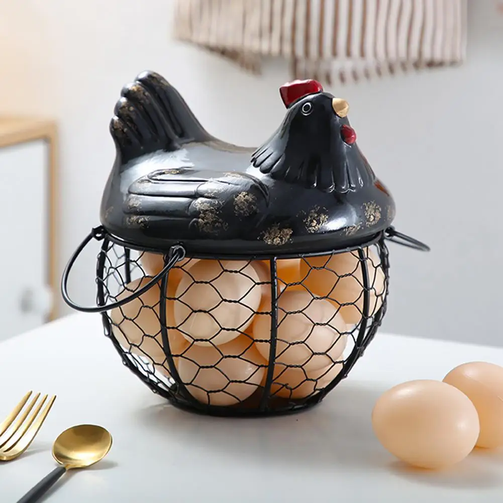 Egg Storage Container Egg Storage Basket Chicken Shape Decoration Iron Anti-slip for Kitchen