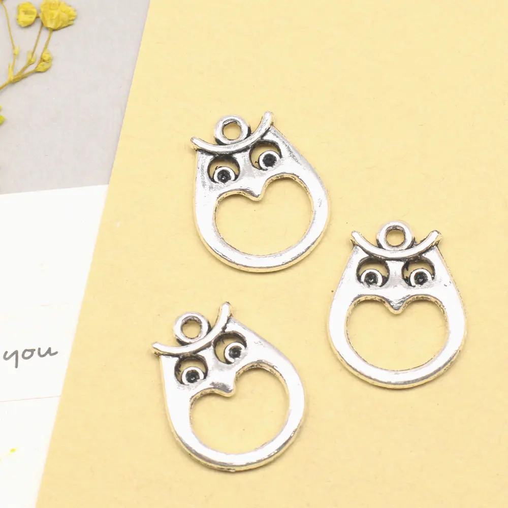 Hollow Eagle Head Charms Women Pendant Cute Jewelry Making Supplies 18x22mm 10pcs Antique Silver Color