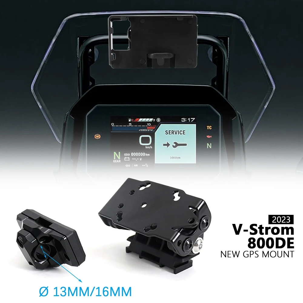 

New Motorcycle 13/16mm GPS Navigation Bracket Support For Suzuki V-STROM 800DE V-Strom 800DE 2023 Mobile Phone Holder Mount