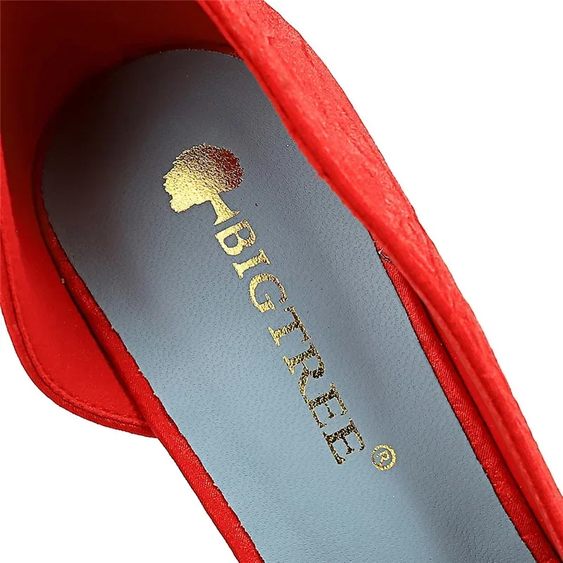 Women Luxury 7cm 10.5cm High Heels Wedding Bridal Pumps Lady Comfortable Party Low Heels Sparkly Rhinestone Red Evening Shoes