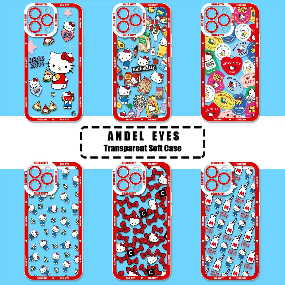 Hello Kitty Bow Full KT Cat Case For Motorola MOTO G73 G72 G71 G60S G53 G52 G32 G30 G22 G9 Edge 40 Pro Plus 5G Transparent Cover