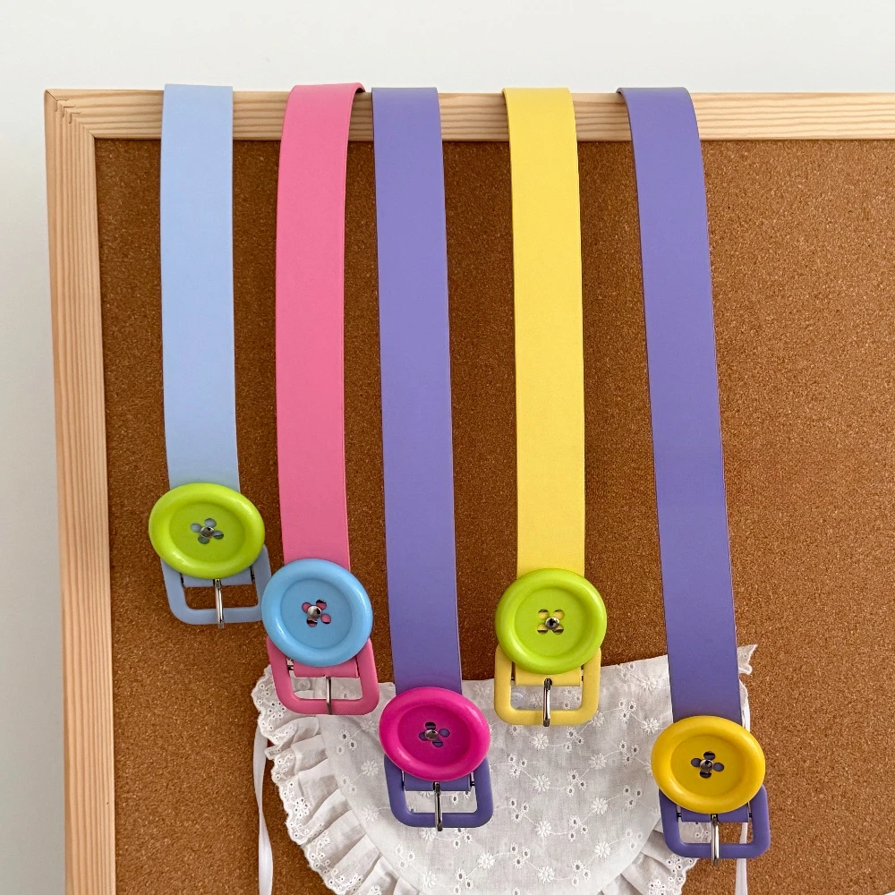 Summer Women Fashion Colorful Button Belt Trendy Y2k Korean Hot Girl Waist Accessories Party Music Festival Pu Leather Belt
