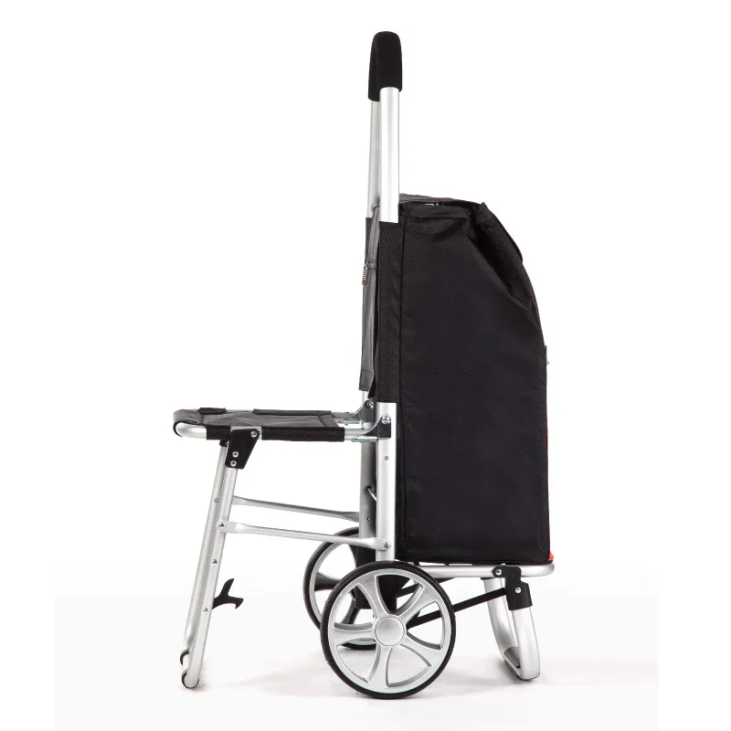 

With chair shopping cart shopping cart small pull waterproof foldable pull rod elderly portable trailer