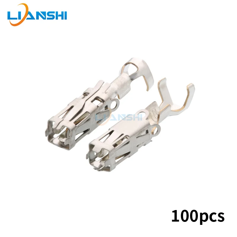 100pcs Tinned wiring copper terminals Automotive connector connectors Brass insert spring pin DJ221F-2.5B