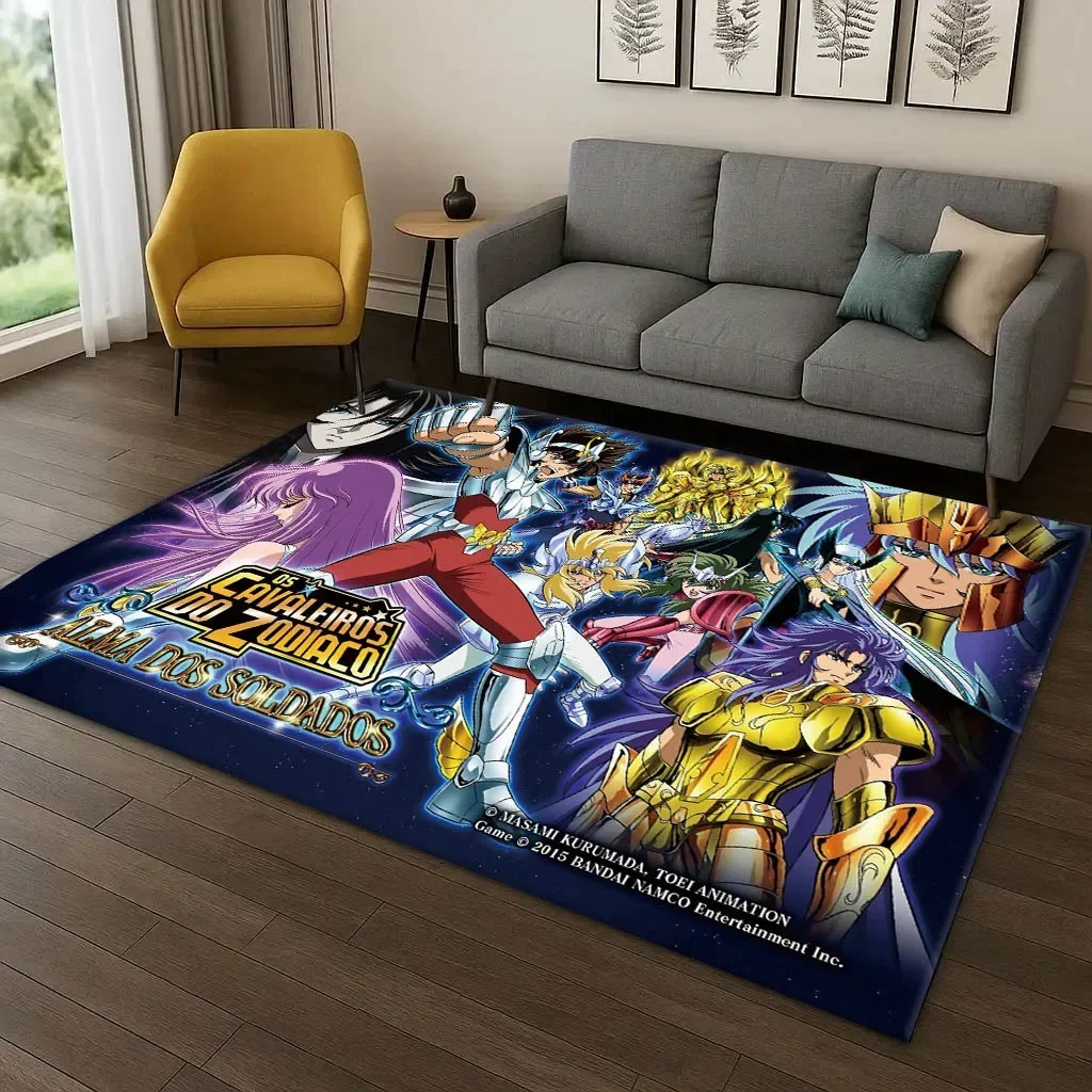 Anime Figure Saint S-Seiya Golden Zodiac 3D Carpet Rug Art for Room Decor Home Bedroom Gifts Fans Area Rug Non-slip Floor Mat