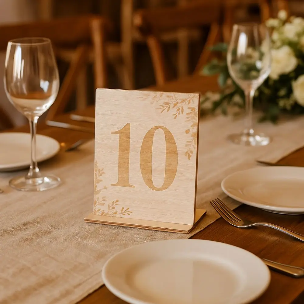 

10pcs 1-10 Numbers Wooden Table Numbers Reusable Elegant Seating Sign Cards with Base Holder Vintage Place Card Holders