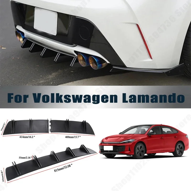 Rear Bumper Shark Fin Diffuser ABS Curved Aero Splitter Anti-Collision Chassis Protector For Volkswagen Lamando Car Styling