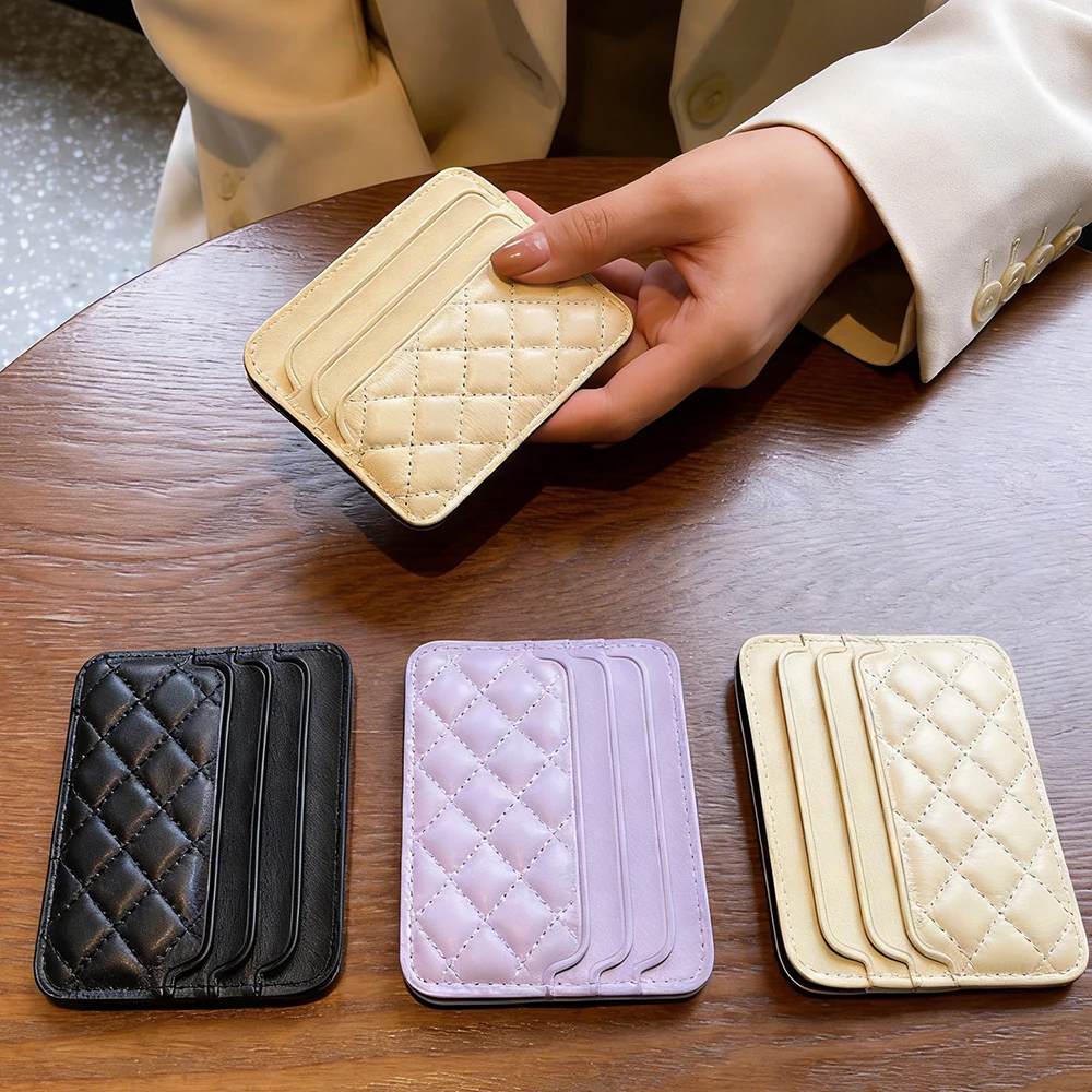 Women Card Holder Ultra Thin Quilted Wallet Mini Credit Card Bag Small ID Case PU Leather Fashion Card Pocket Organizer Lady
