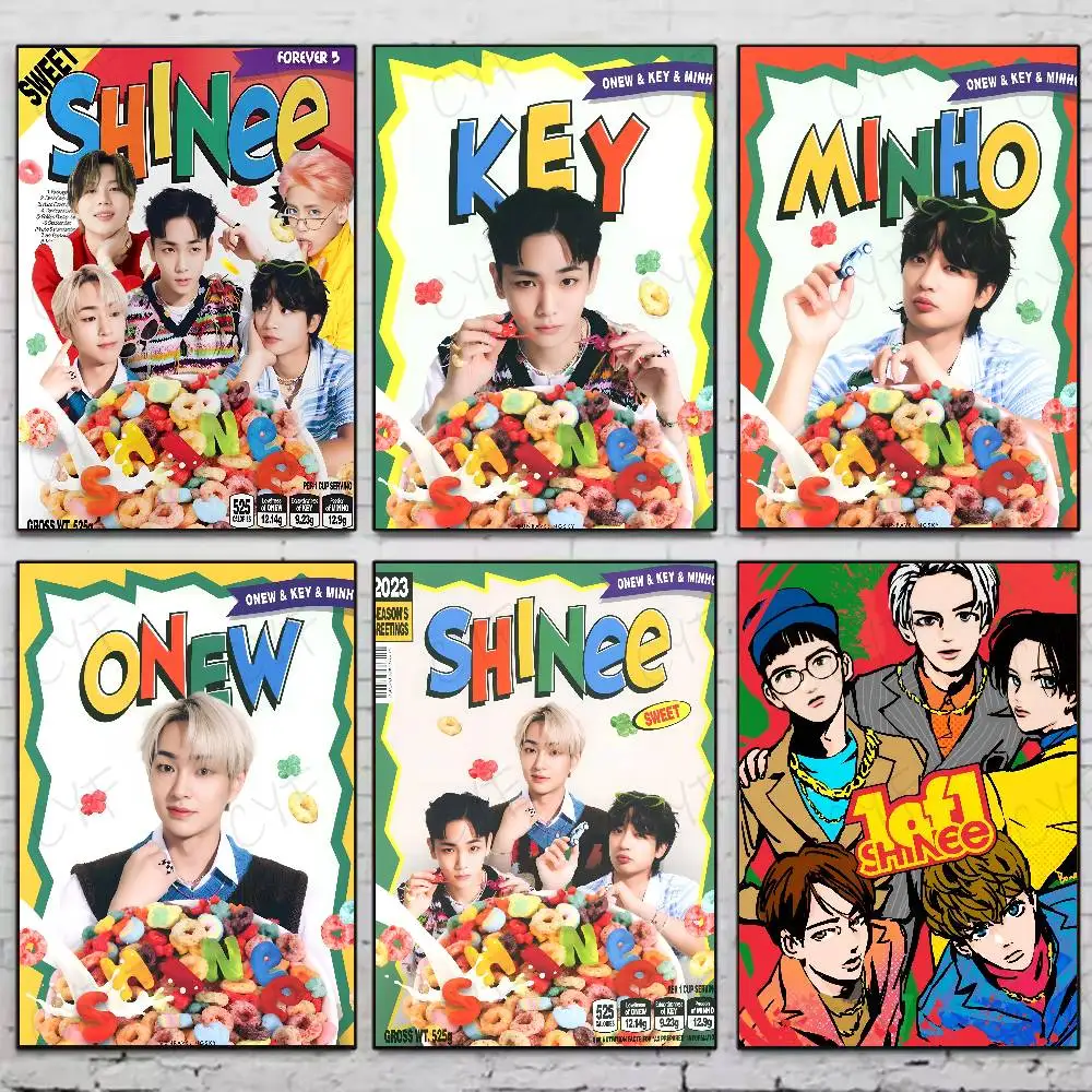 

Kpop S-Shinee Poster Waterproof Wall Art Sticker For Bar Living Vintage Room Decor High Quality Print Gift