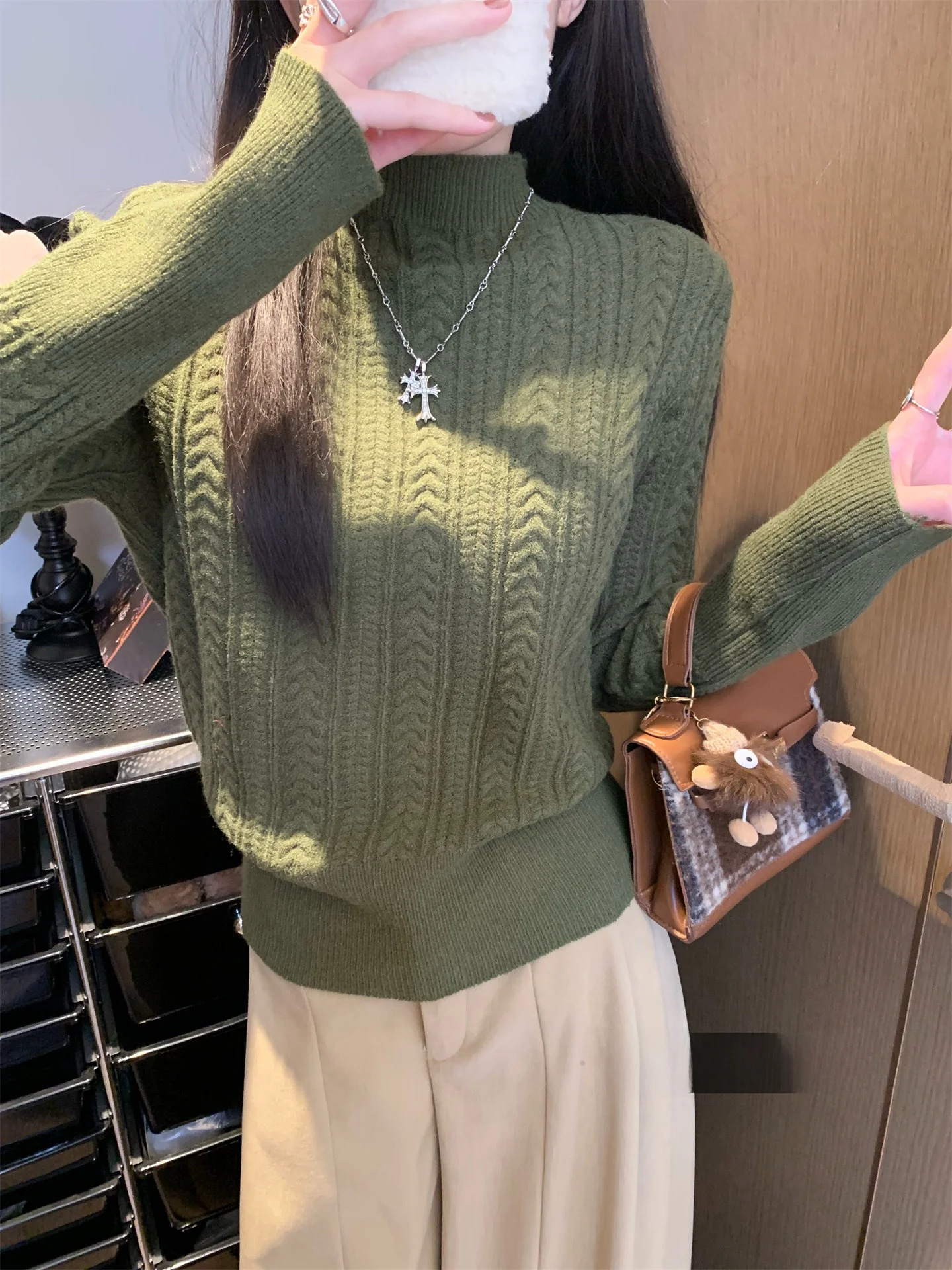 

Korean Sle Thiened Twisted Knitwear Women's Winter Sweater Sweet Slimming Inner Wear Long Sve Top Sweet Sle