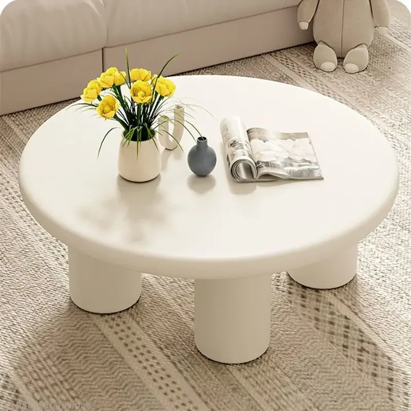 Muebles de sala de estar estilo crema, mesa de centro combinada redonda para el hogar, mesa pequeña moderna y sencilla para apartamento, nube