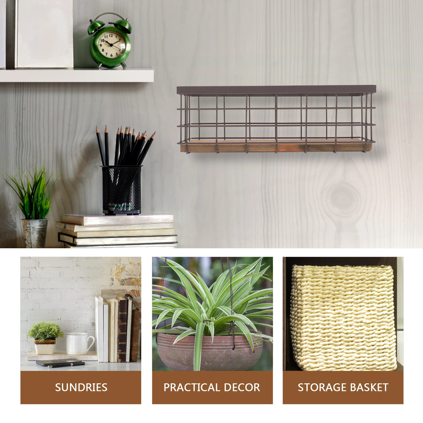 

Iron Art Storage Basket Practical Desktop Organizer with Smooth Surface and Large Capacity Hanging Basket Iron Cosmetics Holder