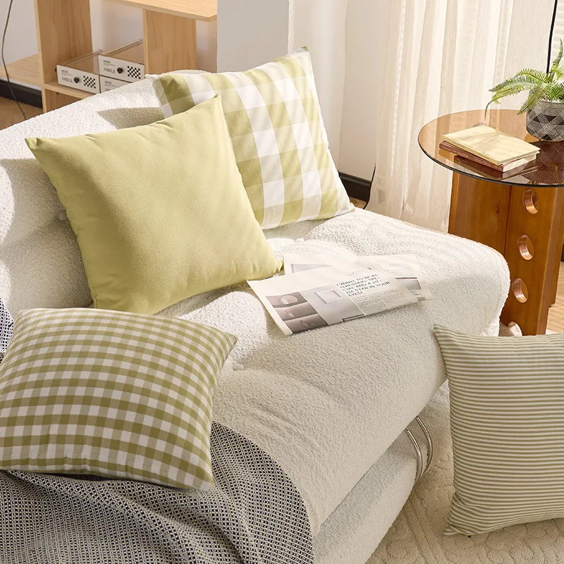 Farmhouse Green Buffalo Check Plaid Throw Pillow Covers 30x50cm 45x45cm 50x50cm Gingham Lumbar Cushion Cover Pillowcase Gift
