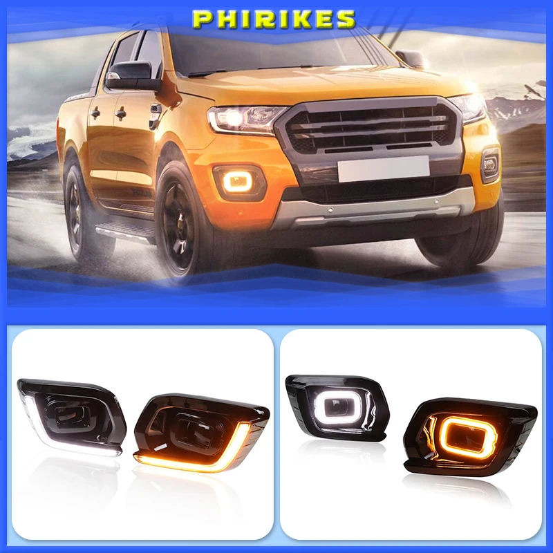 

DRL Fog Lamp for Ford Ranger Wildtrak 2019 2020 LED Daytime Running Light L Shape Day Light with Turn Signal