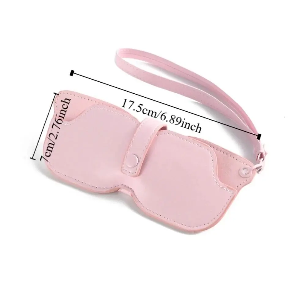 حقيبة تخزين نظارات الرقبة المعلقة على الموضة من جلد البولي يوريثان مع حقيبة نظارات بحبل محمولة بلون واحد #6