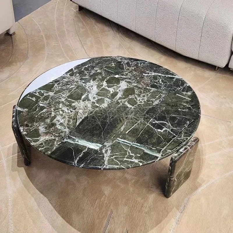 

Минималистичный круглый кофейный столик TT из натурального мрамора Black Forest, легкий люкс для дома