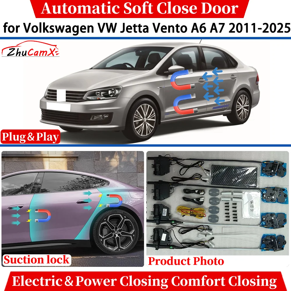 

for Volkswagen VW Jetta Vento A6 A7 2011-2025 Car Automatic Soft Close Door Electric Power Comfort Closing Suction lock System
