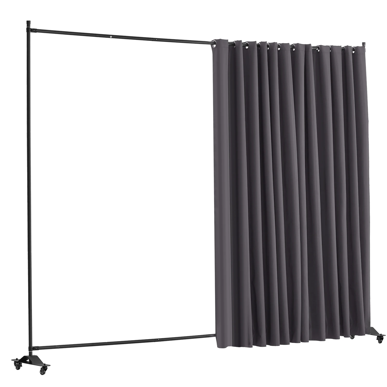 SucceBuy Room Divider Portable Panel Privacy Screen with Wheels Freestanding for Office Bedroom Dining Room Study Gray Decor