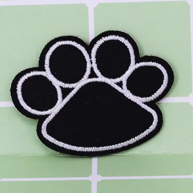 10 Pcs Dog Paw Puppy Black Paw Embroidery Patches Pattern Iron On For Coat Bag Jacket Hat Clothes Applique DIY Badges Decoration