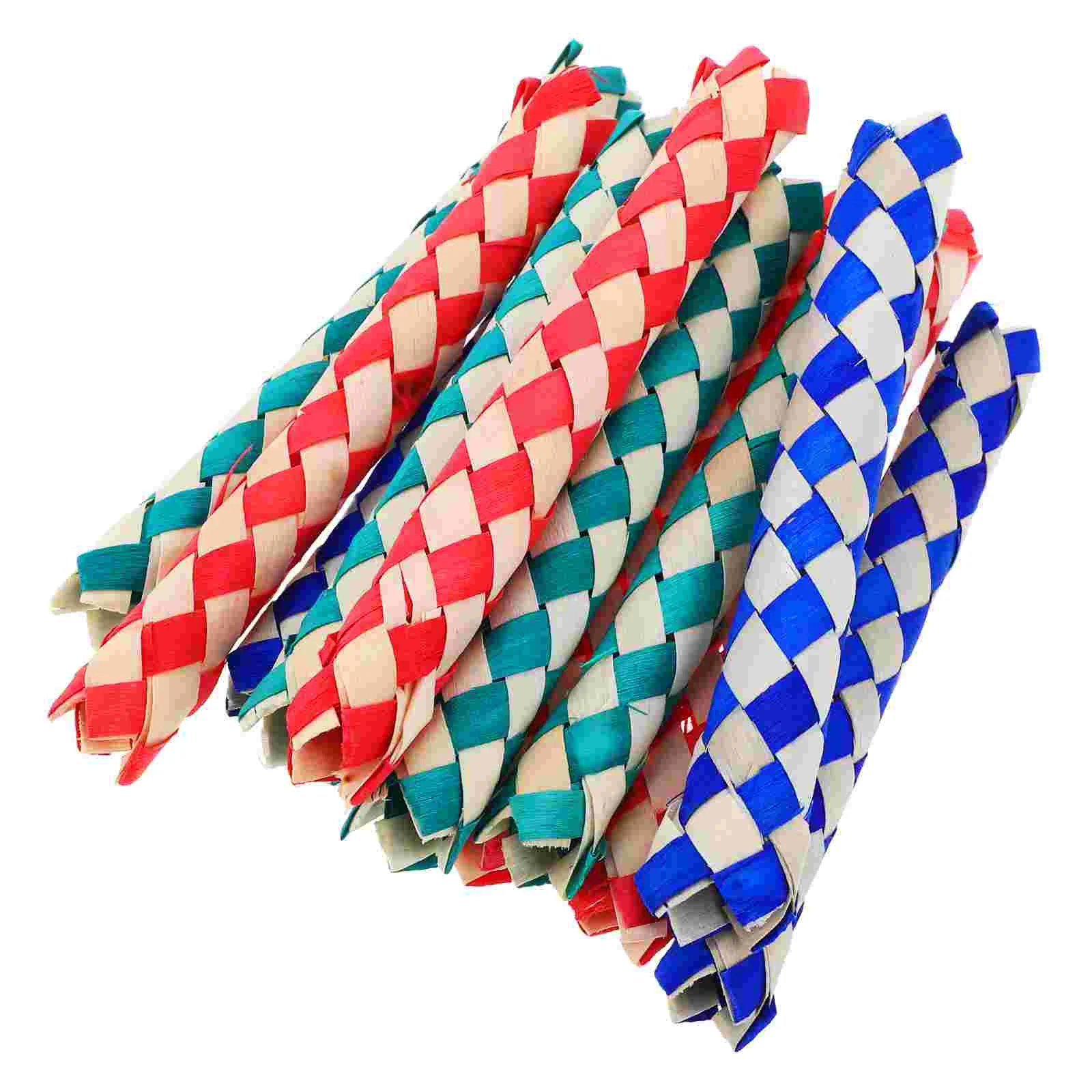 

12 Pcs Parrot Cage Finger Trap Toy Goodie Bags Palm Leaves Pet Bird Chew Chinese
