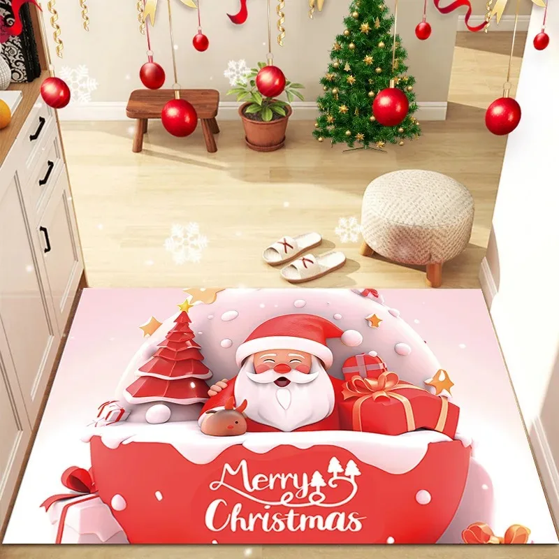 Fußmatte mit Weihnachtsthema-Muster, bedruckt, Eingangstürmatte, Eingangshalle, Teppiche für Schlafzimmer, Badezimmer, Teppich, Festival, Heimdekoration