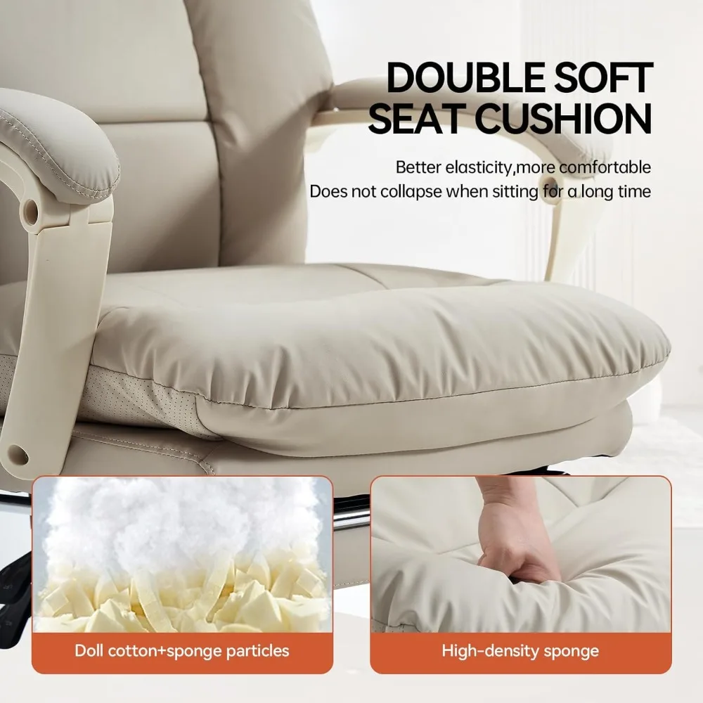 كرسي مكتب مع مسند للقدمين، كرسي مكتب تنفيذي مريح بأذرع، كمبيوتر دوار مريح من جلد البولي يوريثان عالي الظهر